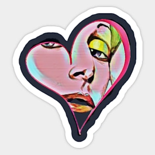 Heart shaped glamour model face Sticker